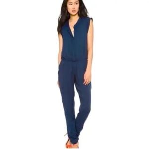 Babaton Donnie Jumpsuit Navy Blue Dark Blue Sleeveless V-Neck Women's size XS